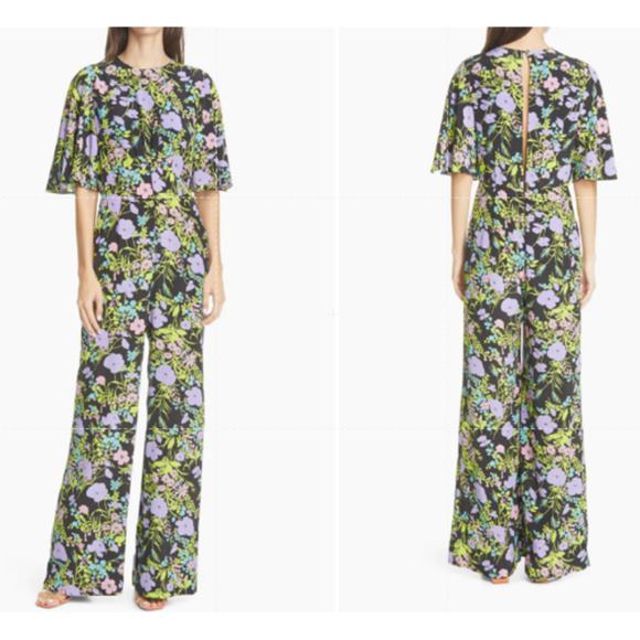 Les Rêveries Pants - $595 Les Reveries Women's 2 Floral Maxi Silk Flutter Sleeve Made USA Elegant